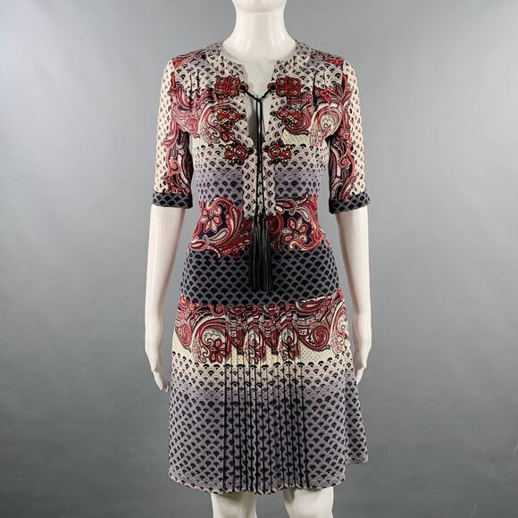 GUCCI Size 4 Multi Color Silk Chinoiserie Pleated Dress - Picture 1 of 8